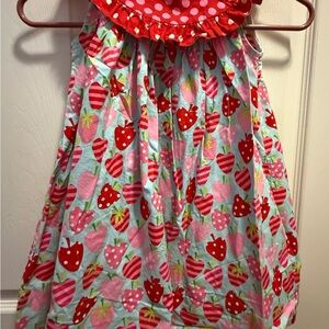 The Bailey Boys Girls Dress 3T Strawberry Print Dress with Polka Dot Collar